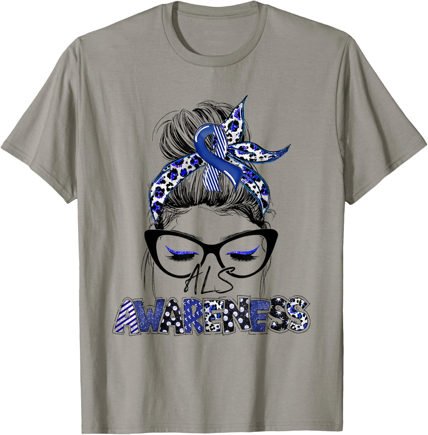 Classy Leopard Pattern ALS Awareness T-Shirt - T-Shirt | Sand