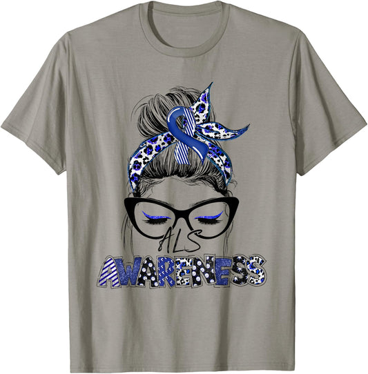 Classy Leopard Pattern ALS Awareness T-Shirt - T-Shirt | Sand