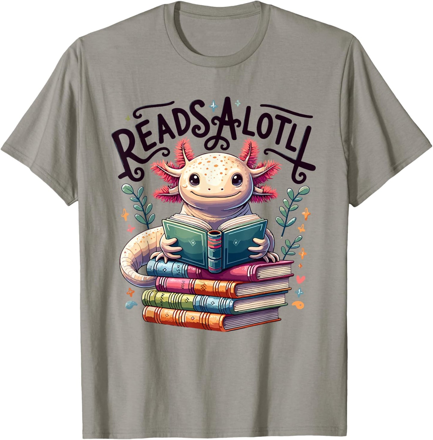 Axolotl Books Readsalotl Reading Bookworm Boys Girls Kids T-Shirt - T-Shirt | Sand