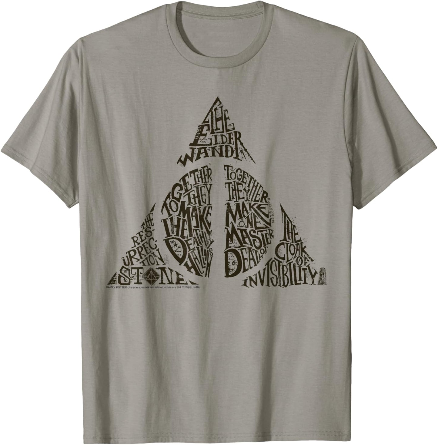 Harry Potter Deathly Hallows Sketch Text Fill T-Shirt - T-Shirt | Sand