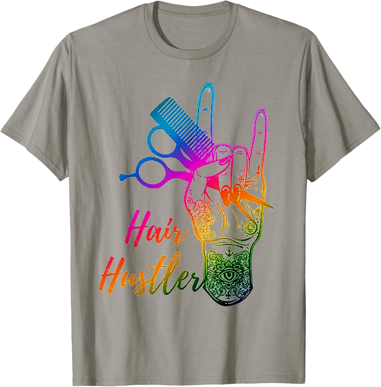 Hair Hustler Tie Dye Hair Stylist Hairdresser Barber Retro T-Shirt - T-Shirt | Sand