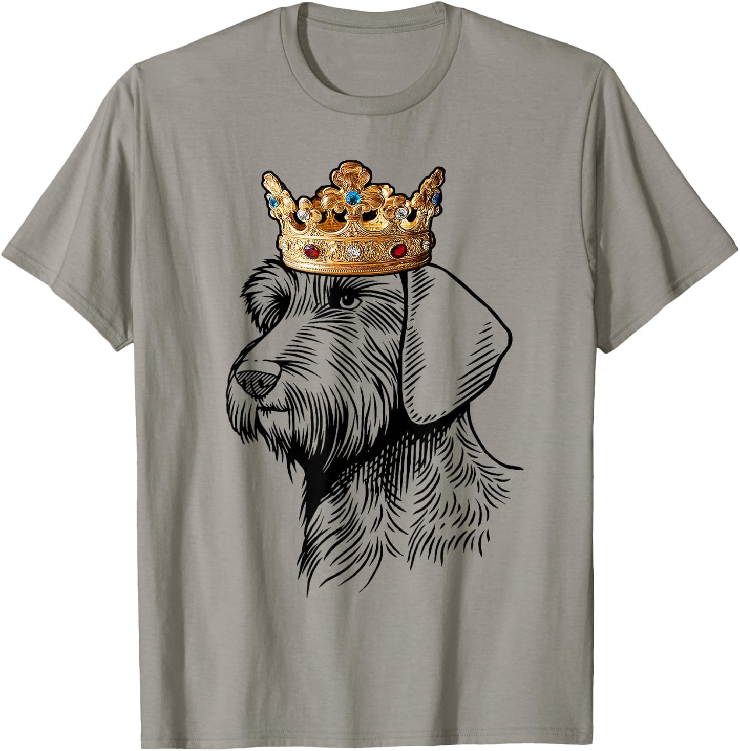 Wirehaired Dachshund Dog Wearing Crown Men Women Kids T-Shirt - T-Shirt | Sand
