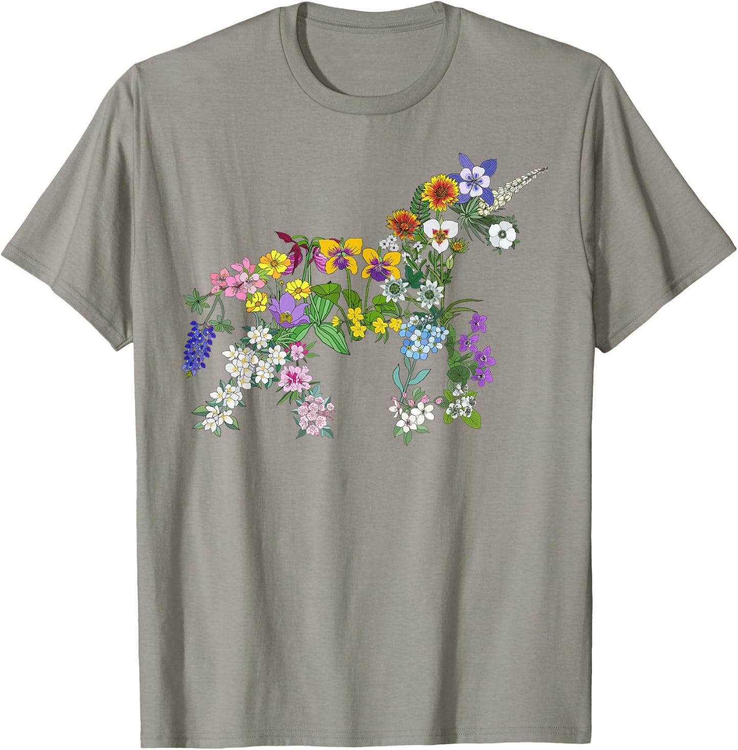 Wildflower Aesthetic Floral Unicorn Nature Flowered Girl T-Shirt - T-Shirt | Sand
