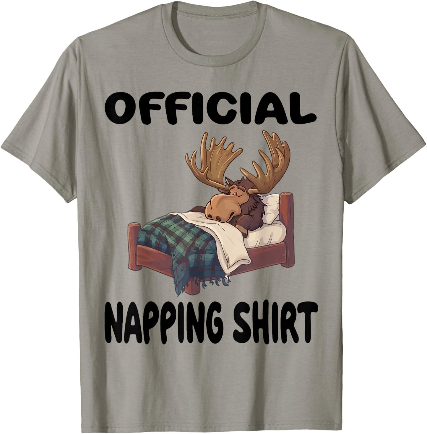 Moose Official Napping shirt Pajamas Nightgown T-Shirt - T-Shirt | Sand