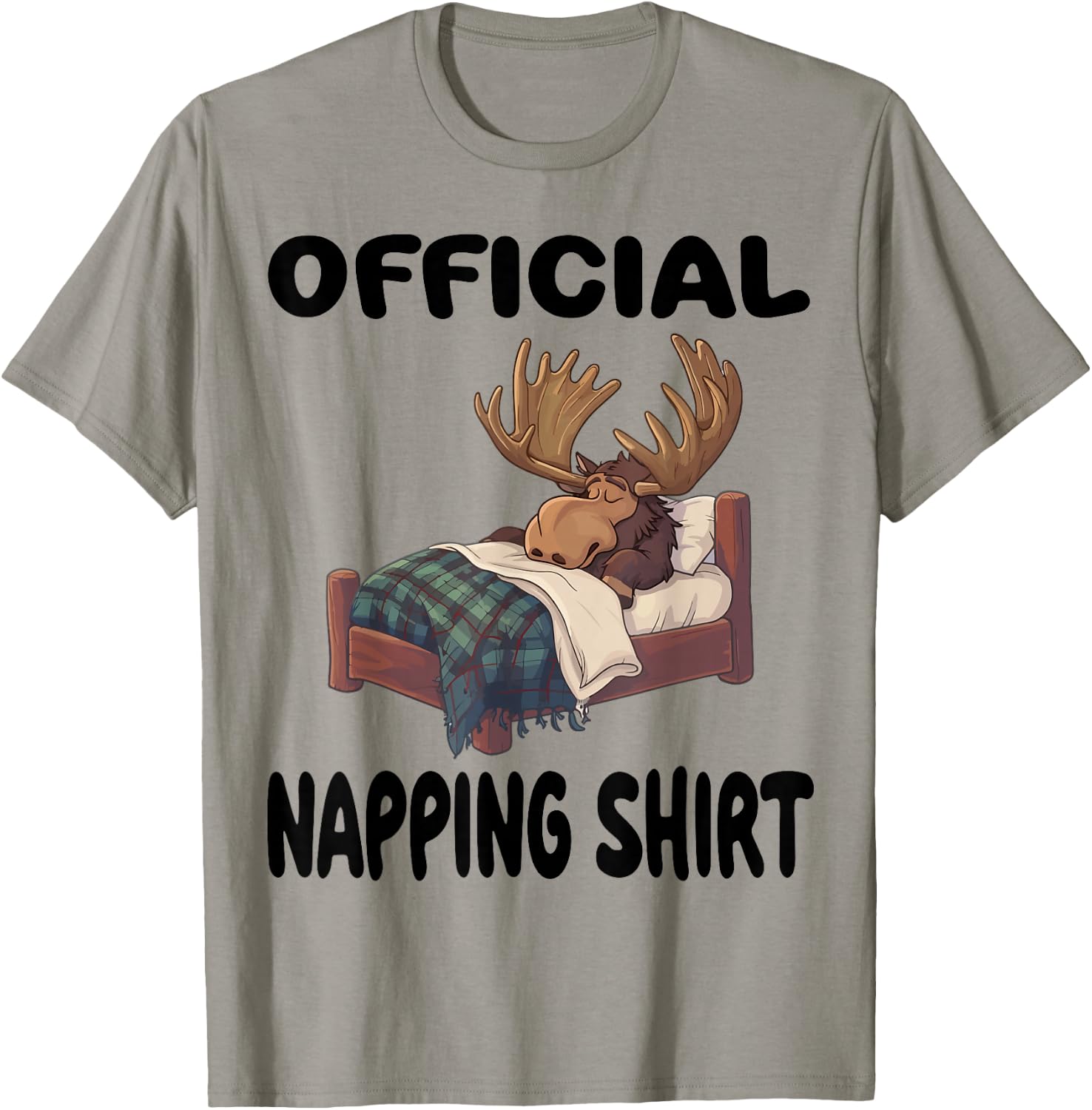 Moose Official Napping shirt Pajamas Nightgown T-Shirt - T-Shirt | Sand