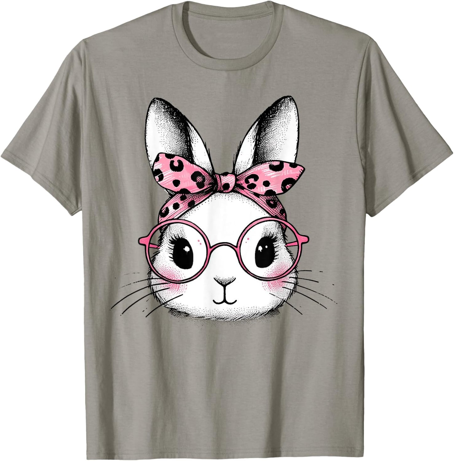 Bunny Easter Day Pink Bandana Glasses Rabbit Women Girl Kid T-Shirt - T-Shirt | Sand