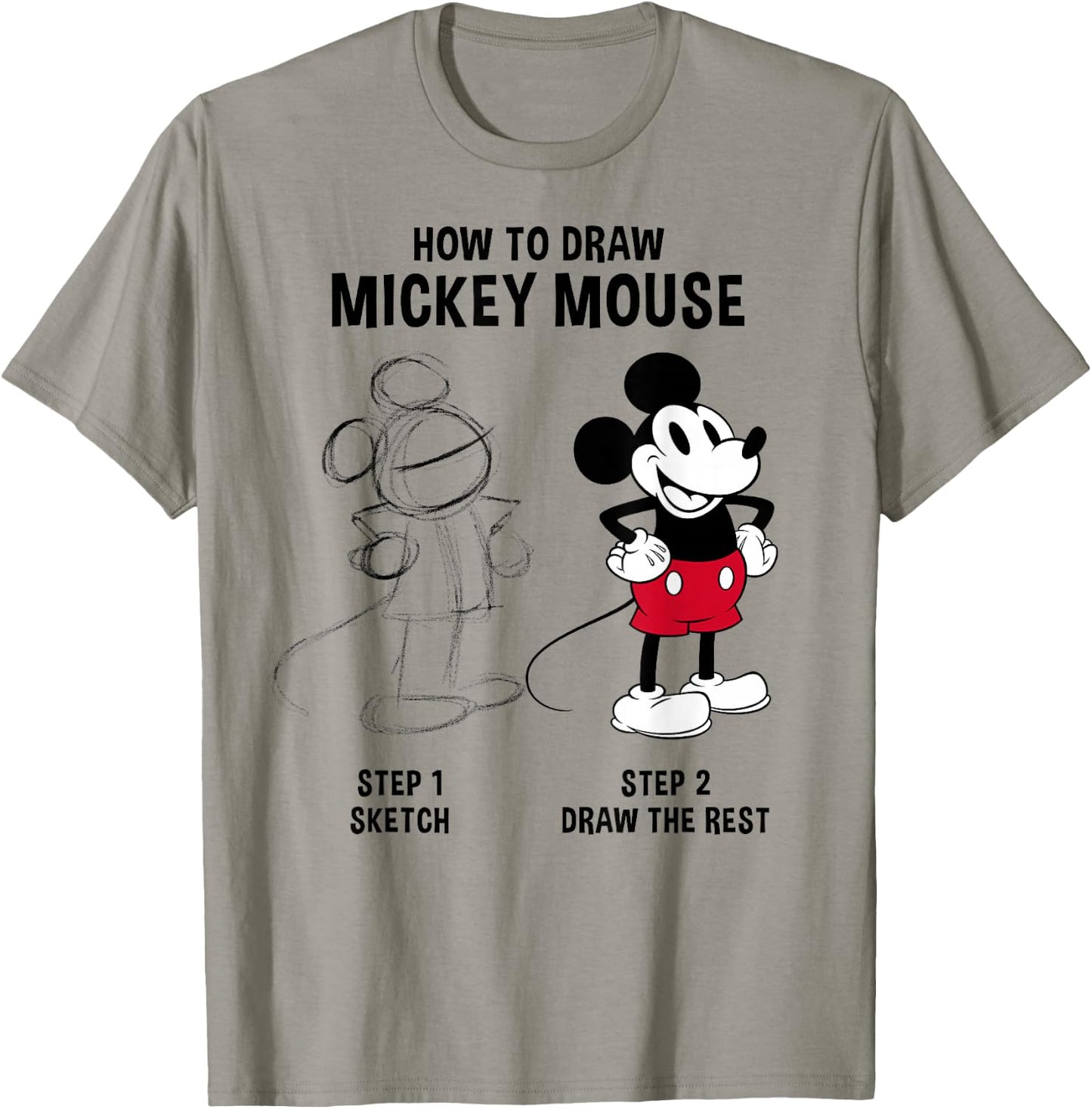 Disney Mickey And Friends How To Draw Mickey Mouse T-Shirt - T-Shirt | Sand