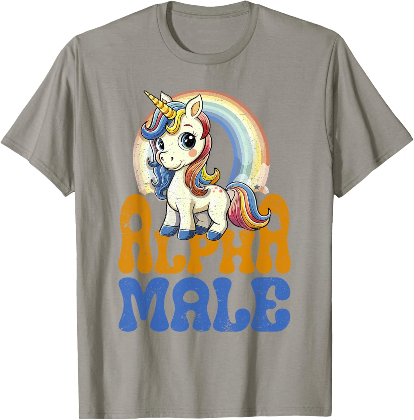Alpha Male Unicorn Funny Sarcastic Ironic Weird Y2K Humor T-Shirt - T-Shirt | Sand