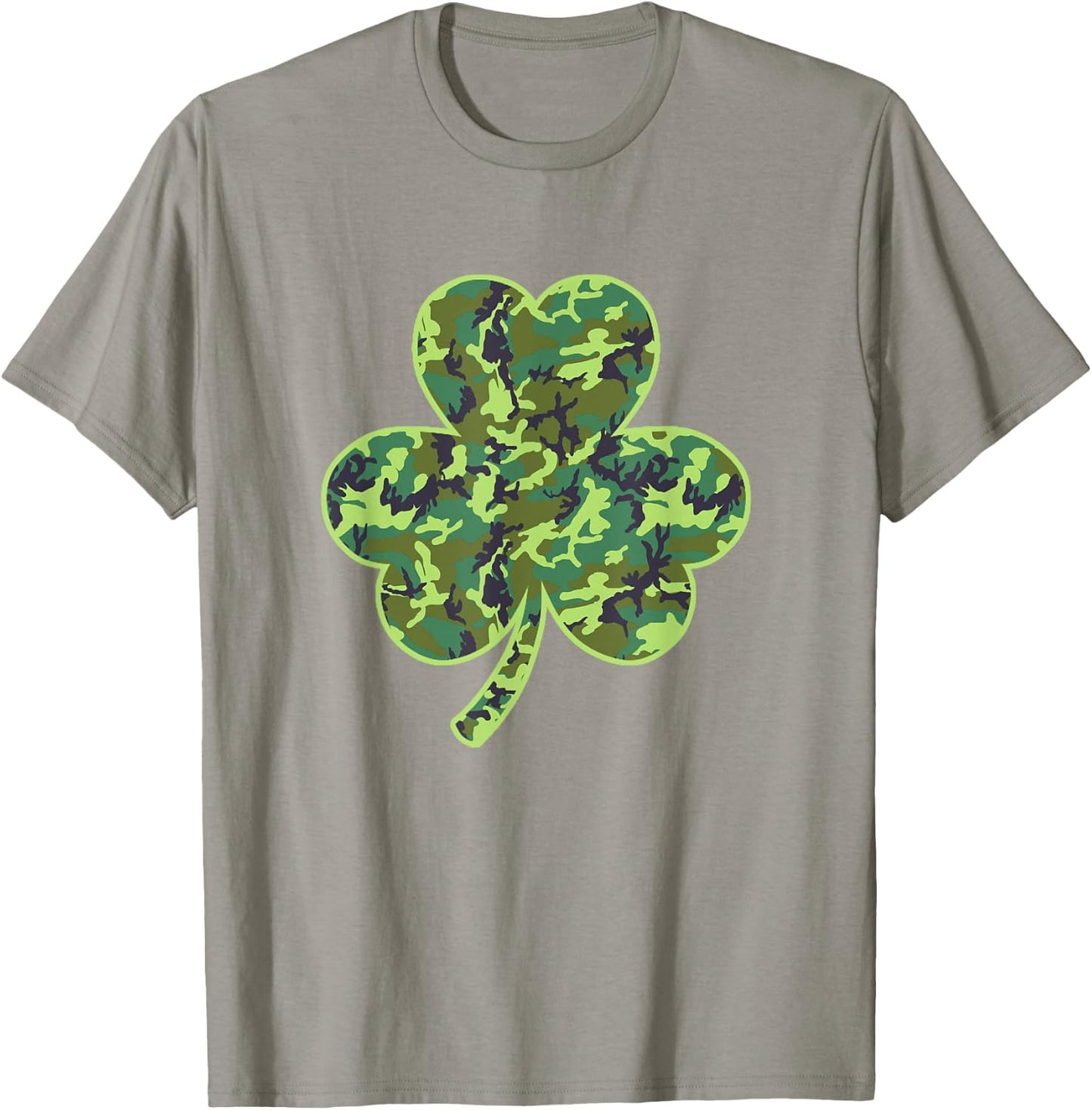 Camo Shamrock Camouflage Hunt St Patrick's Good Luck Hunting T-Shirt - T-Shirt | Sand