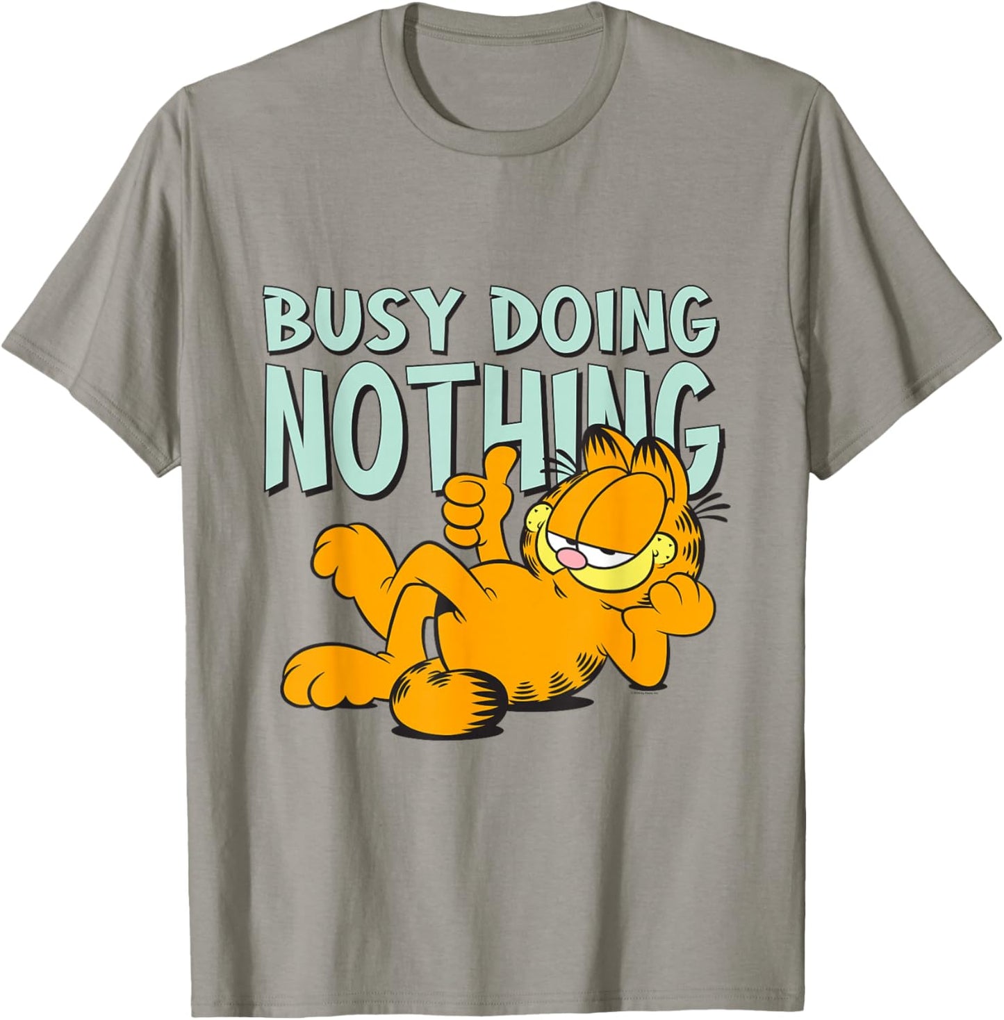 Garfield Classic Laying Down Busy Doing Nothing Thumbs Up T-Shirt - T-Shirt | Sand