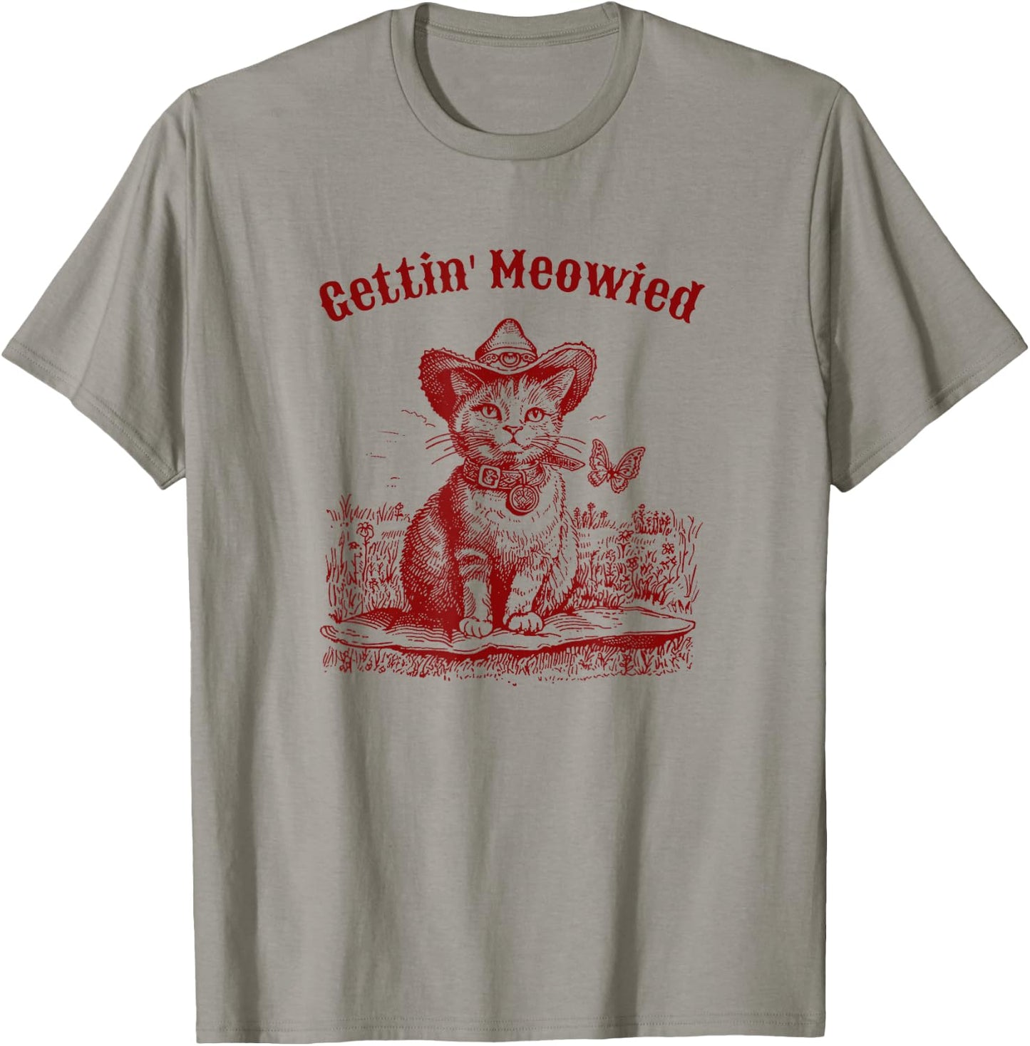 Meowdy Bachelorette Party Cowgirl Cowboy Cat Bridal Squad T-Shirt - T-Shirt | Sand