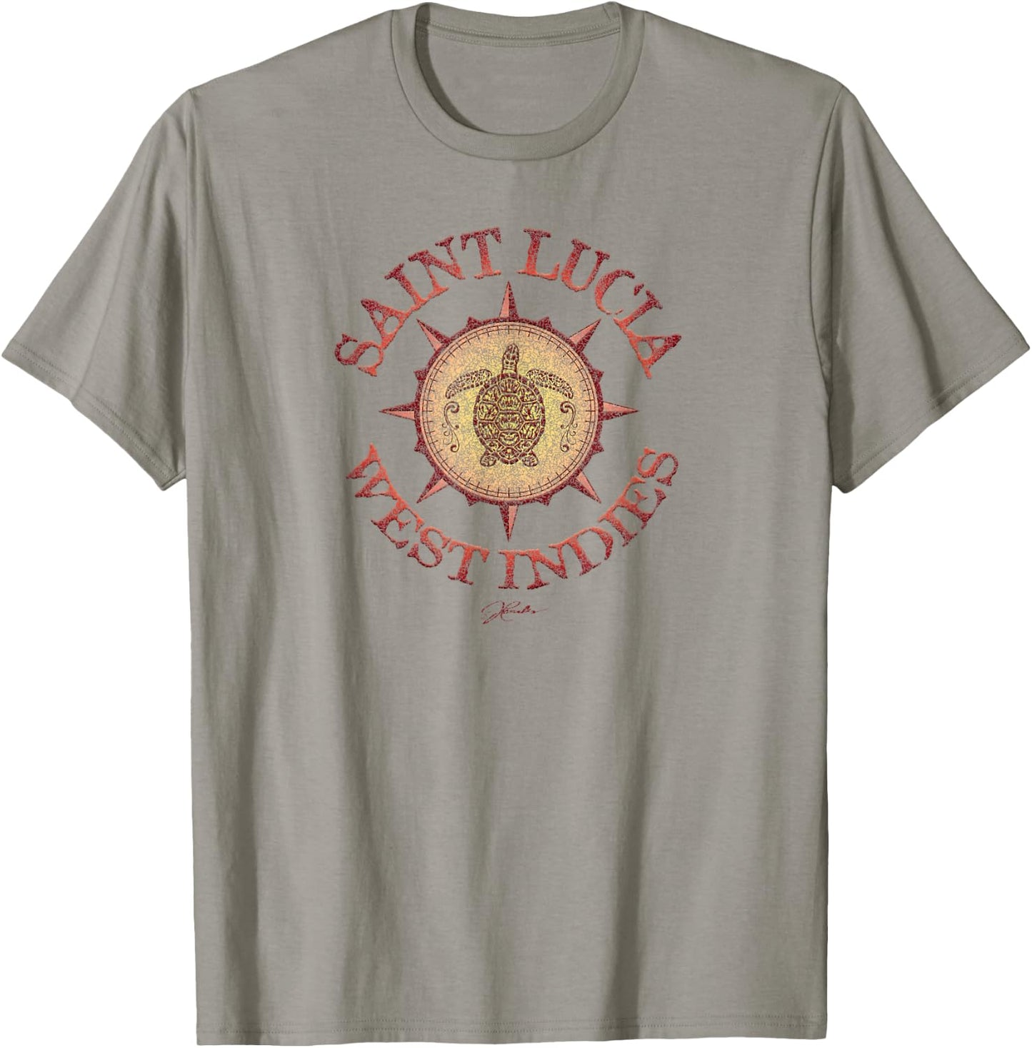 JCombs: Saint Lucia, West Indies, Sea Turtle on Windrose T-Shirt - T-Shirt | Sand