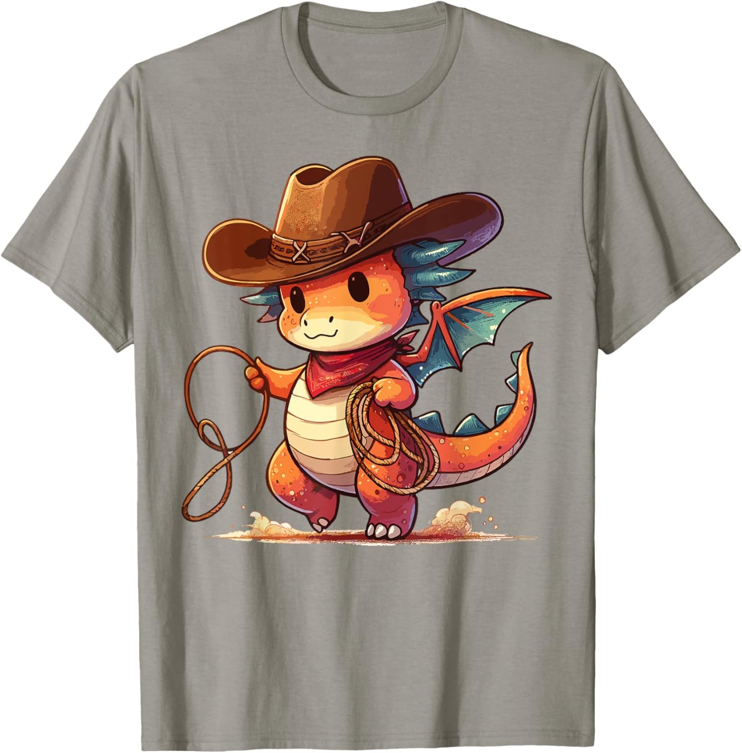 Western Rodeo Cowboy Hat Dragon Texas Animals T-Shirt - T-Shirt | Sand