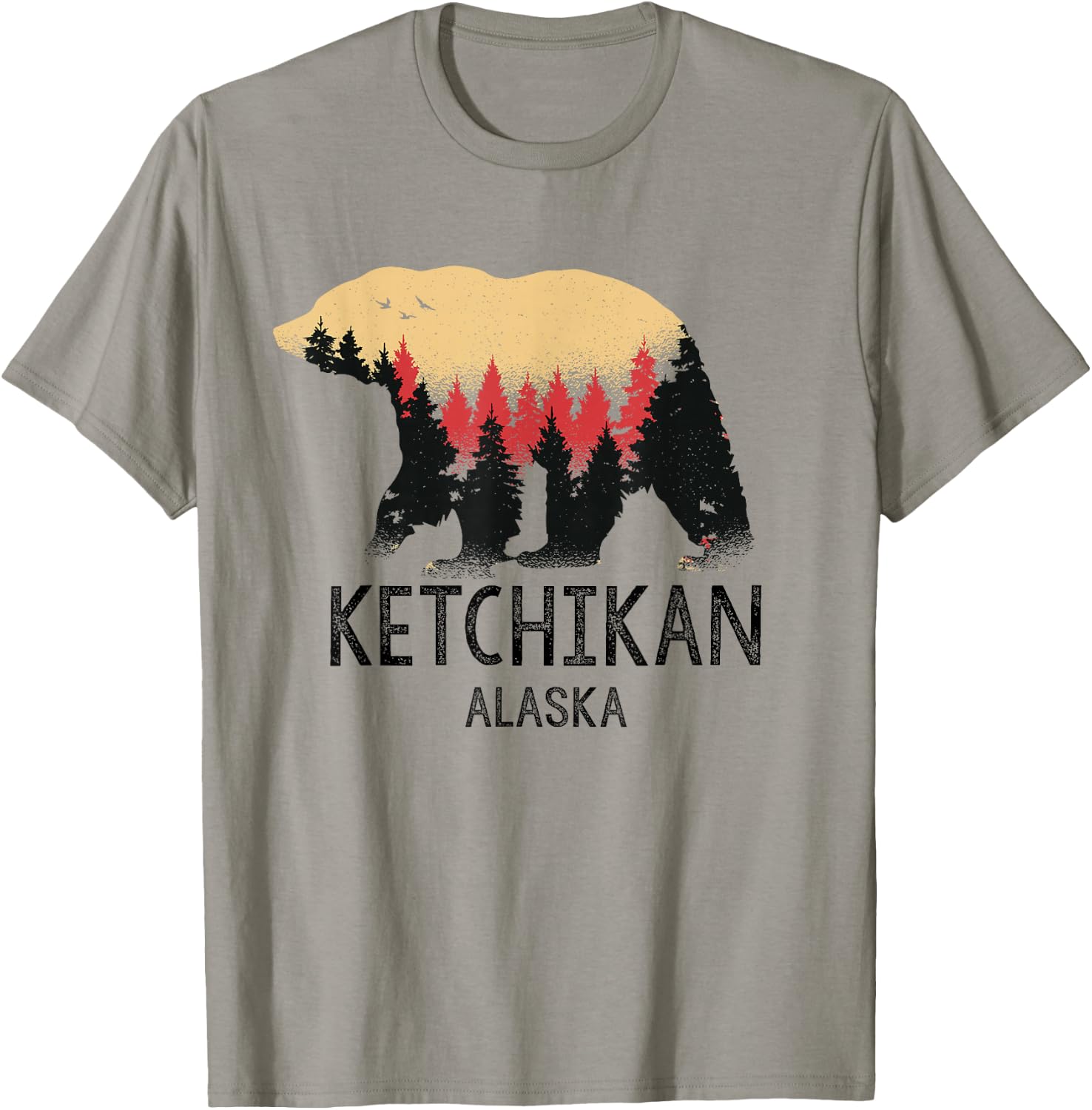 Ketchikan Alaska Vintage Grizzly Bear Nature Souvenir Gift T-Shirt - T-Shirt | Sand