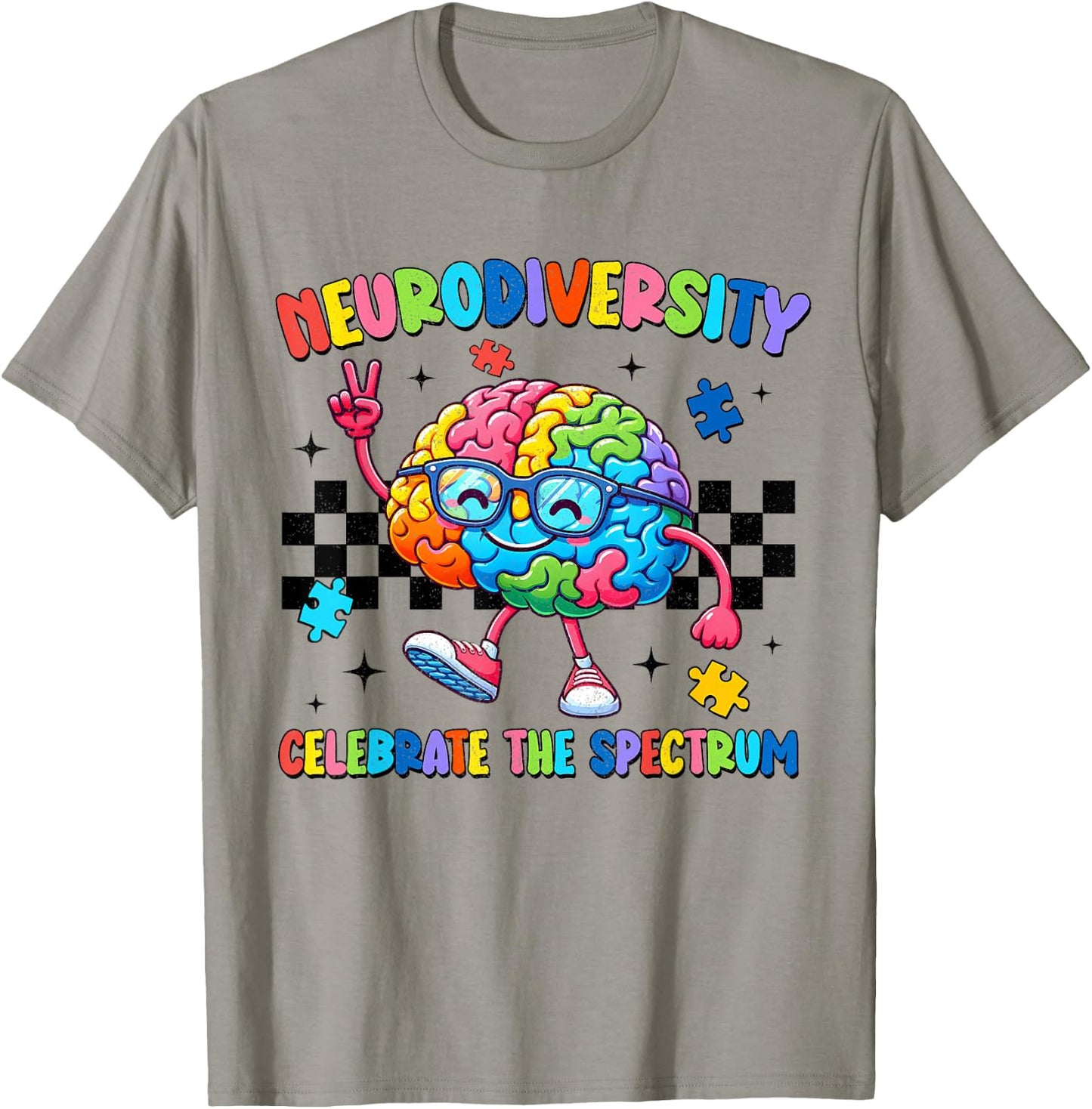 Neurodiversity Brain Autism Awareness ASD ADHD Men Women Kid T-Shirt - T-Shirt | Sand