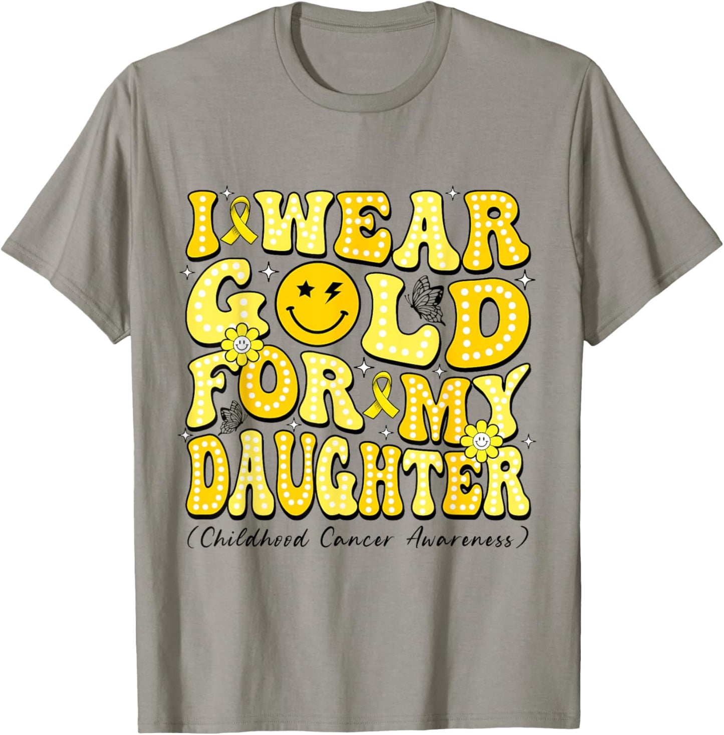 I Wear Gold For My Daughter Disco Ball Childhood Cancer T-Shirt - T-Shirt | Sand