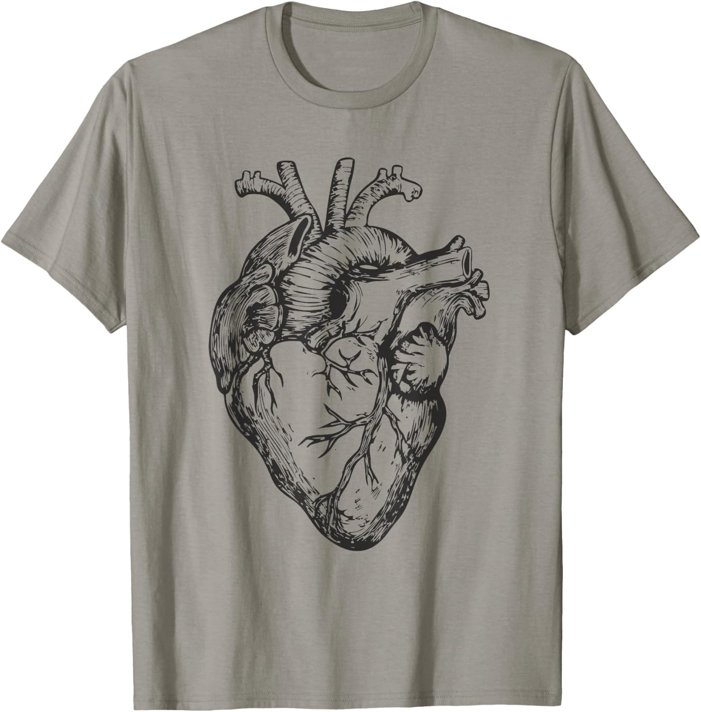 Real Heart Funny Human Anatomy Anatomical Cardiac Nurse T-Shirt - T-Shirt | Sand