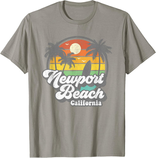 Vintage Newport Beach California CA Surfing Retro Surf Gift T-Shirt - T-Shirt | Sand