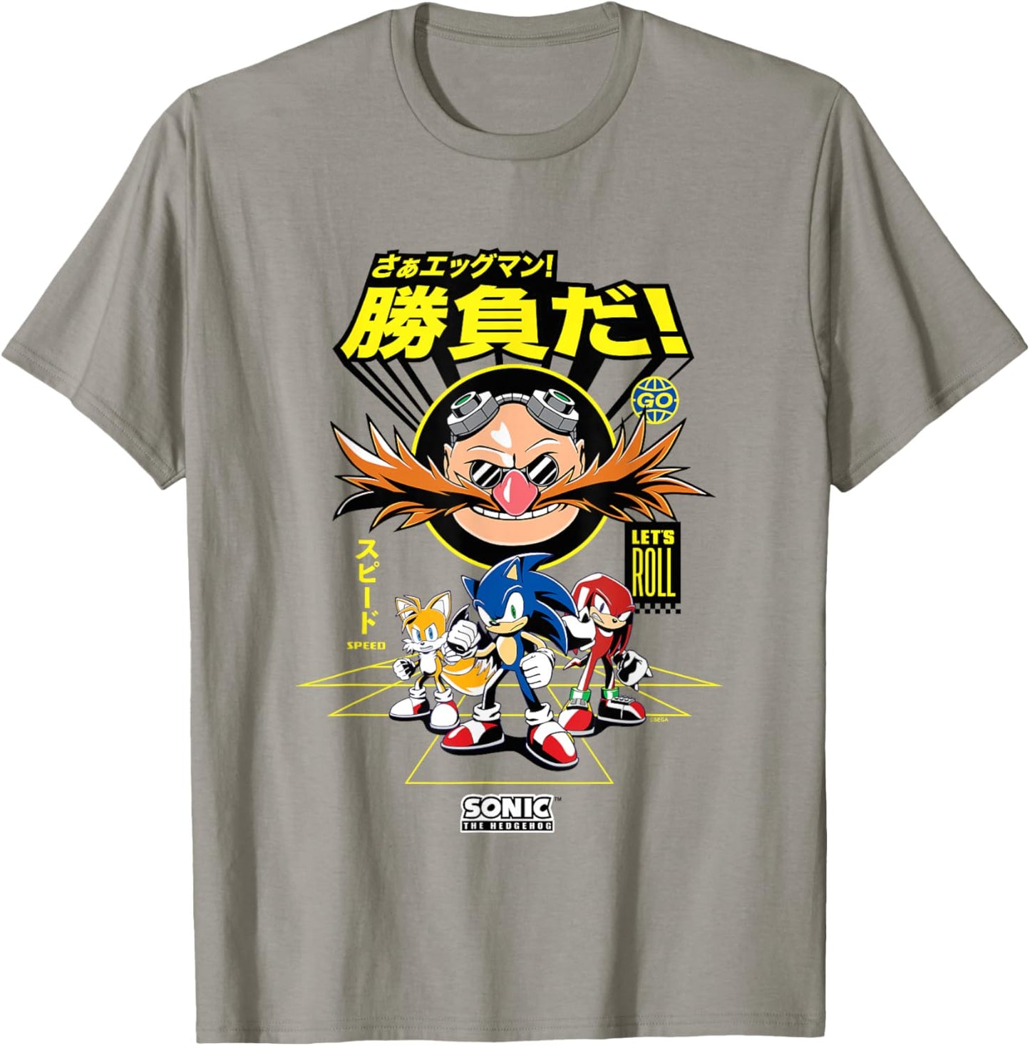 Sonic The Hedgehog Come On Eggman! Kanji Group Shot T-Shirt - T-Shirt | Sand