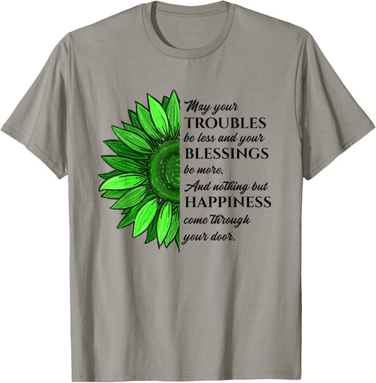 Women's Irish Blessing in Green Sunflower, St. Patricks Day T-Shirt - T-Shirt | Sand