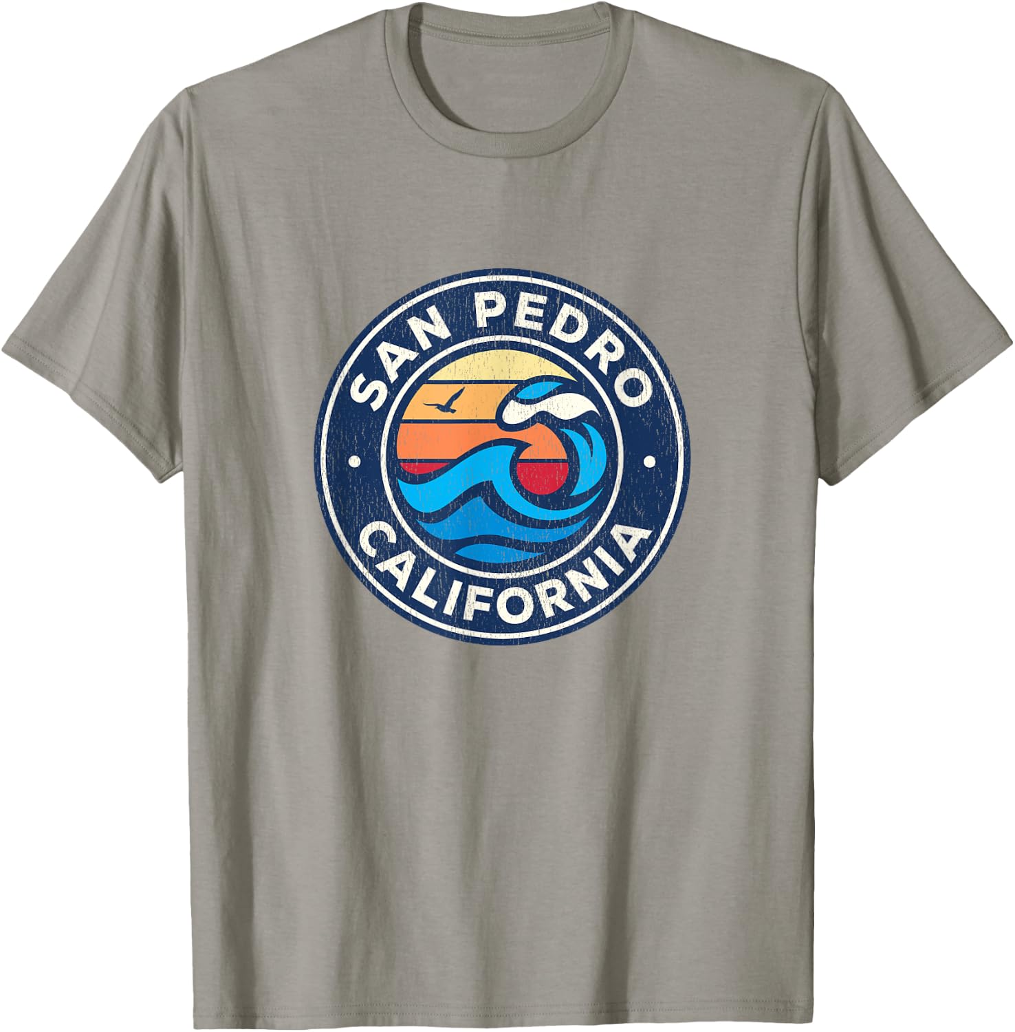 San Pedro California CA Vintage Nautical Waves Design T-Shirt - T-Shirt | Sand