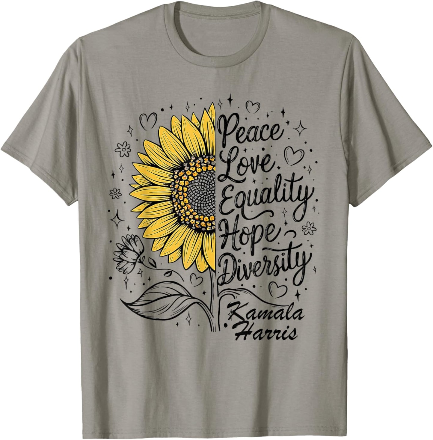 Peace Equality Love Hope Diversity Kamala Harris T-Shirt - T-Shirt | Sand