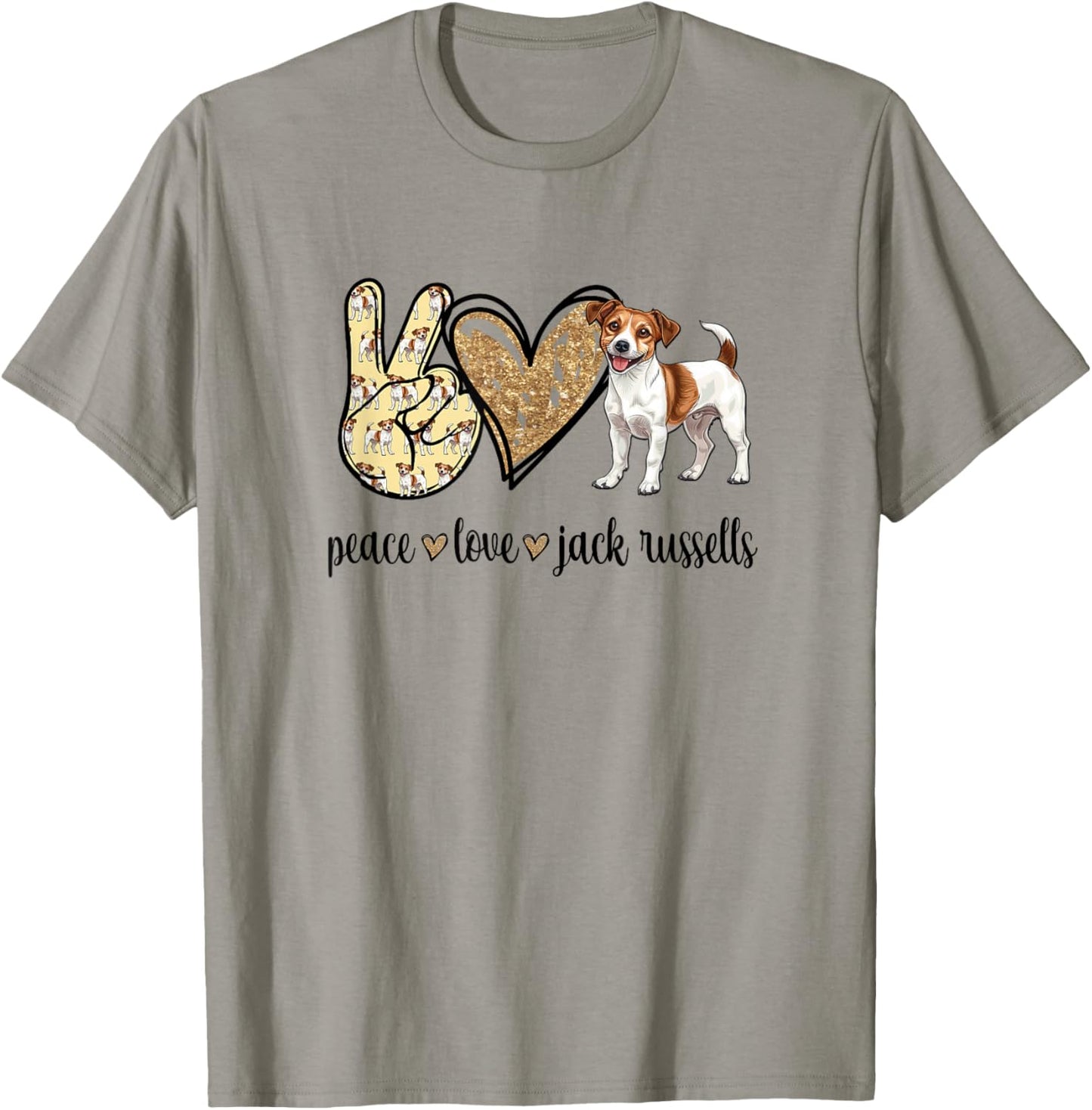 Girls Peace Love JRT Mom Dog Lover Jack Russell T-Shirt - T-Shirt | Sand