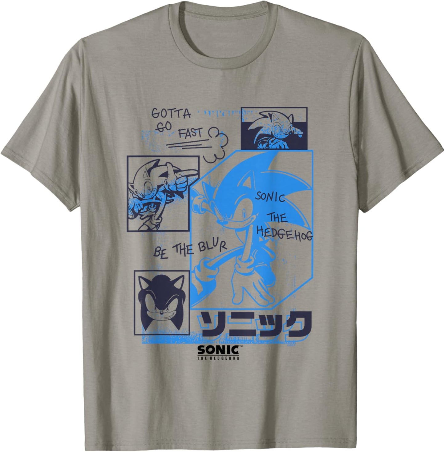 Sonic The Hedgehog Gotta Go Fast Vintage Sketch Panels T-Shirt - T-Shirt | Sand