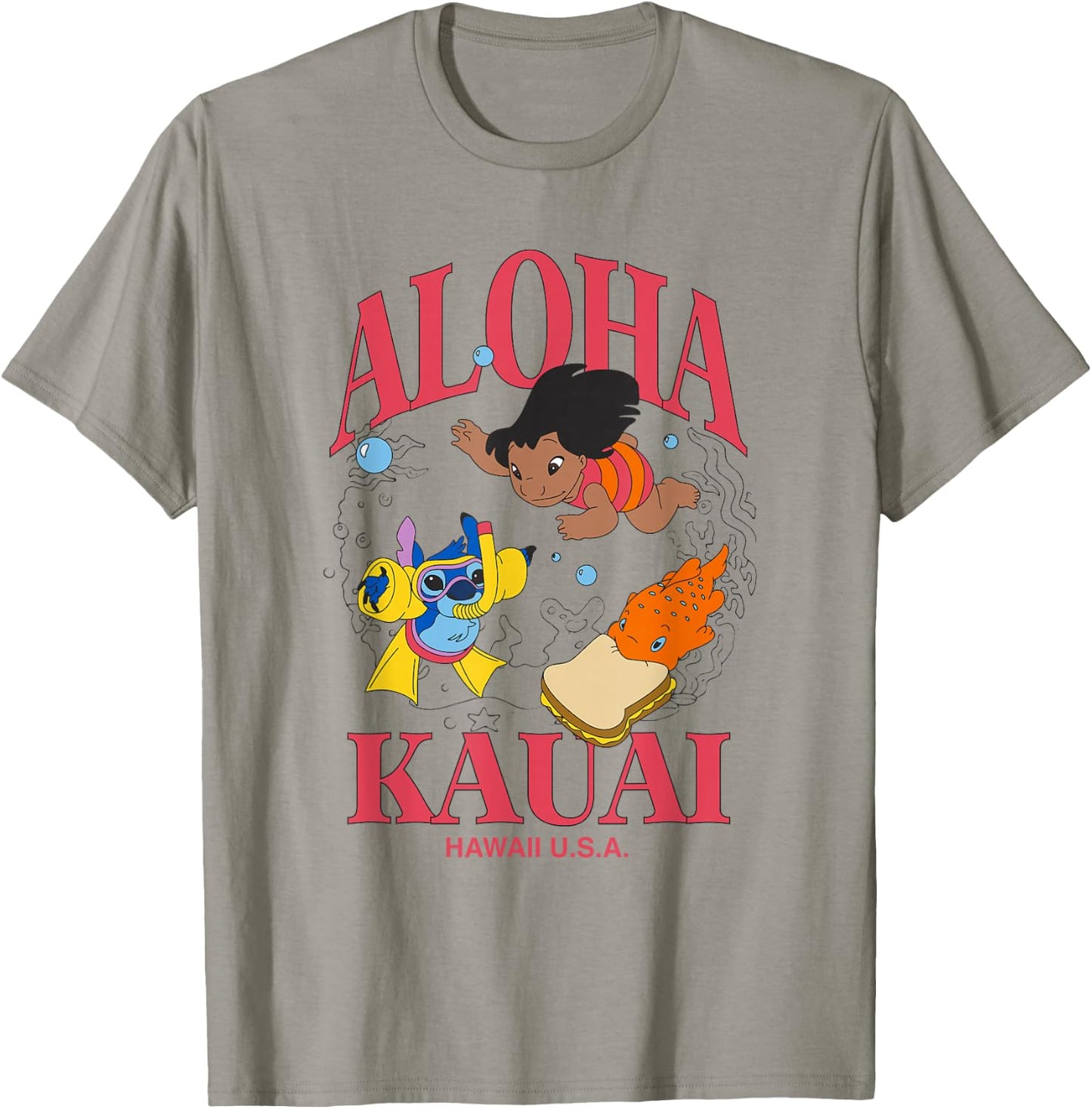 Disney Lilo & Stitch Aloha Kauai Hawaii Underwater Fun T-Shirt - T-Shirt | Sand
