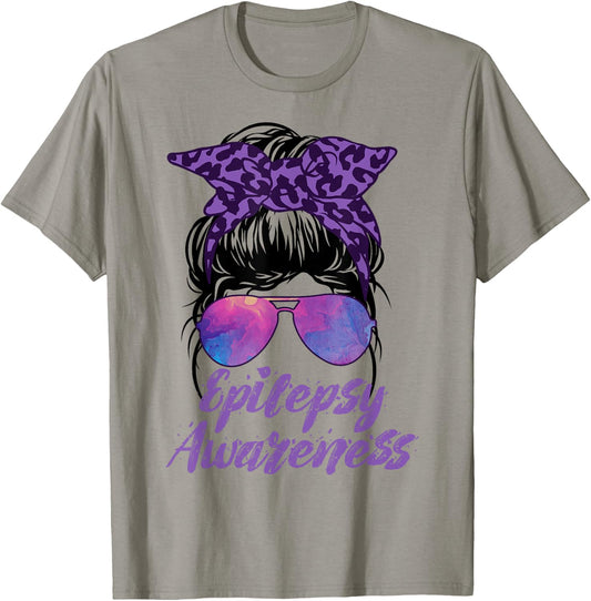I Wear Purple For Epilepsy Awareness T-Shirt - T-Shirt | Sand