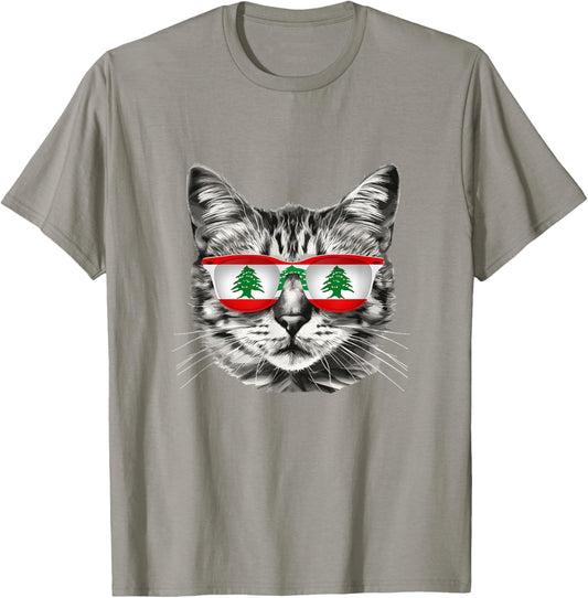 Lebanese Flag Cat Owner Souvenirs Products Kitten Lebanon T-Shirt - T-Shirt | Sand