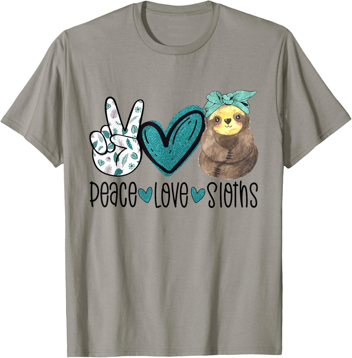 Peace Love Sloths Funny Sloth Gift Hippie Peace T-Shirt - T-Shirt | Sand