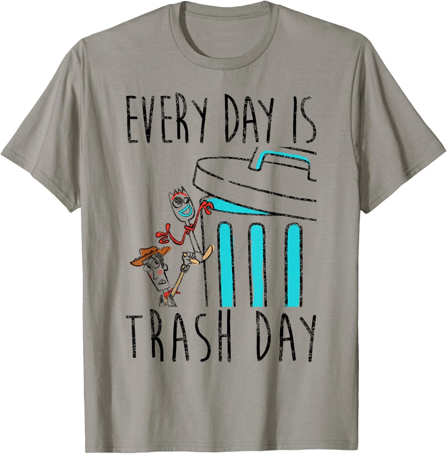 Disney Pixar Toy Story 4 Blue Everyday Is Trash Day T-Shirt - T-Shirt | Sand
