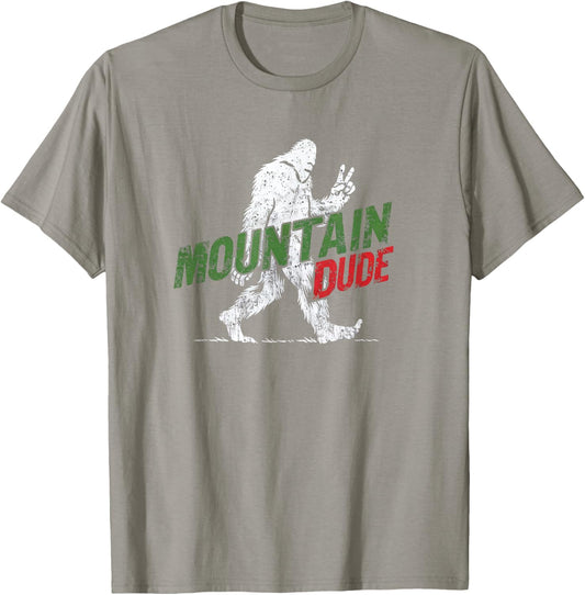 Mountain Dude Funny Bigfoot Sasquatch Rock On Hiking T-Shirt - T-Shirt | Sand