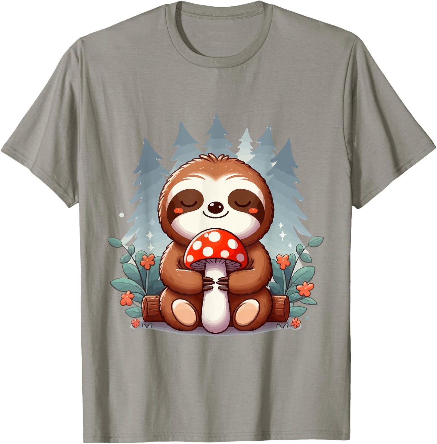 Hugging Sloth And Mushroom - Zookeeper Wildlife Animal Lover T-Shirt - T-Shirt | Sand