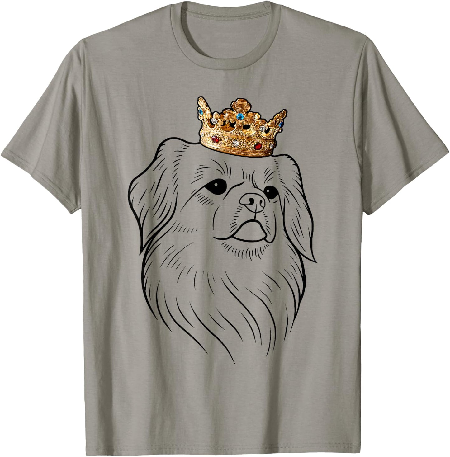 Tibetan Spaniel Dog Wearing Crown T-Shirt - T-Shirt | Sand