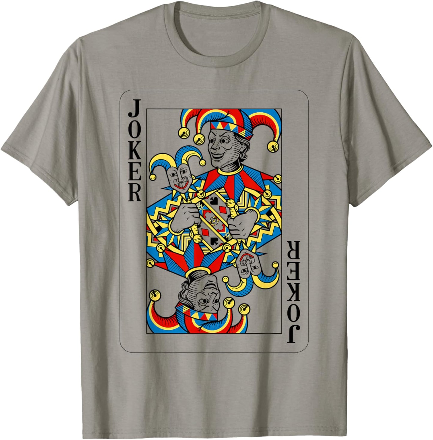 Joker Design from Deck of Playing Cards T-Shirt - T-Shirt | Sand