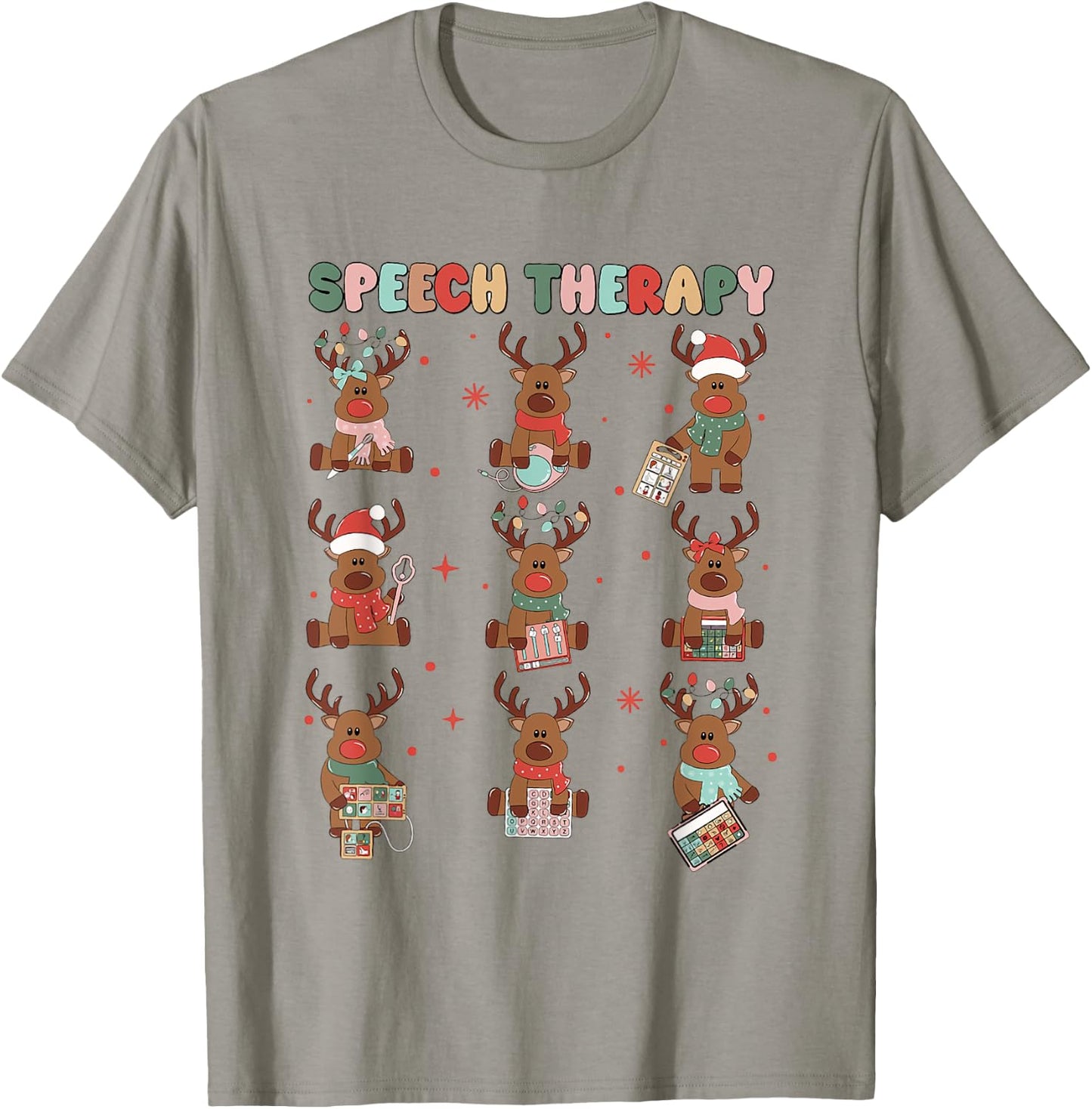 Speech Therapy Christmas Reindeers SLP Speech Pathologist T-Shirt - T-Shirt | Sand