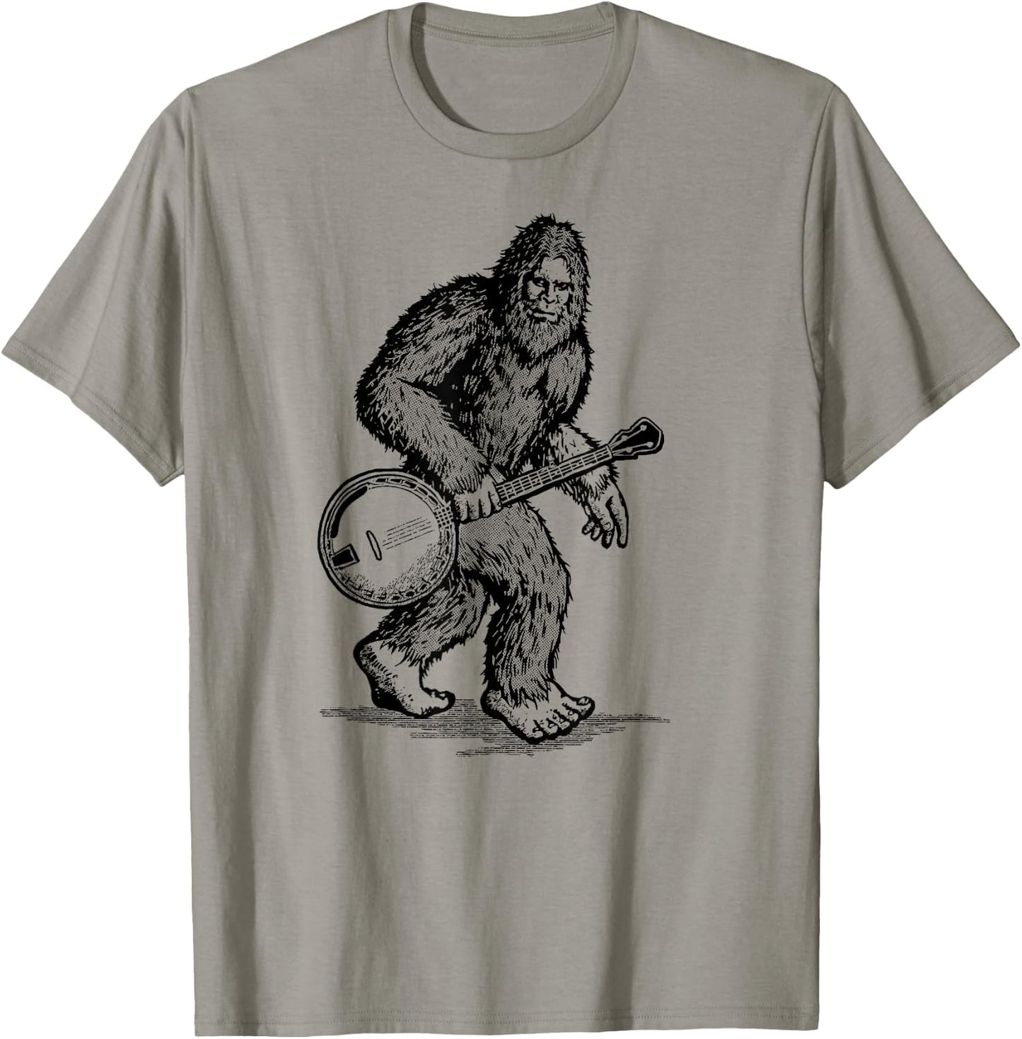 Grassquatch! Vintage Bigfoot & Bluegrass Banjo Music T-Shirt - T-Shirt | Sand
