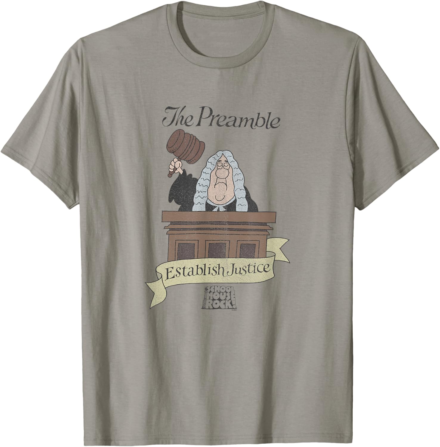 Schoolhouse Rock The Preamble Establish Justice Retro TV T-Shirt - T-Shirt | Sand