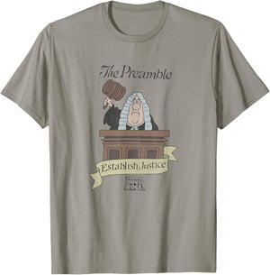 Schoolhouse Rock The Preamble Establish Justice Retro TV T-Shirt - T-Shirt | Sand