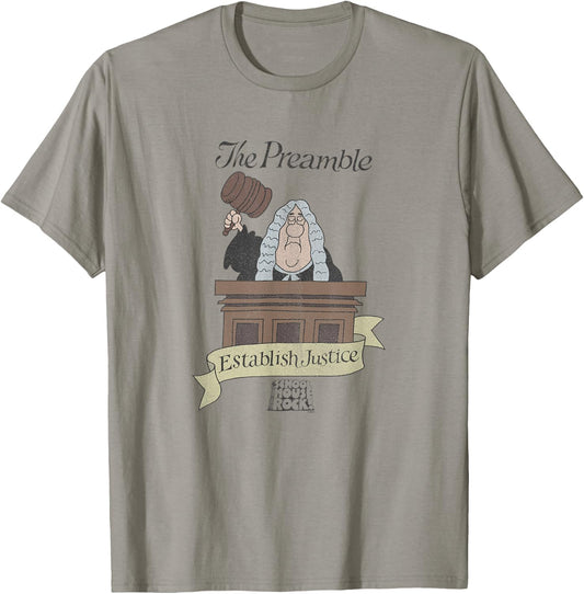 Schoolhouse Rock The Preamble Establish Justice Retro TV T-Shirt - T-Shirt | Sand