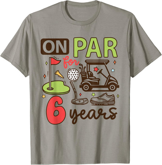 Funny 6th Birthday Golf Shirt 6 Years Old Golfer Kids Boys T-Shirt - T-Shirt | Sand