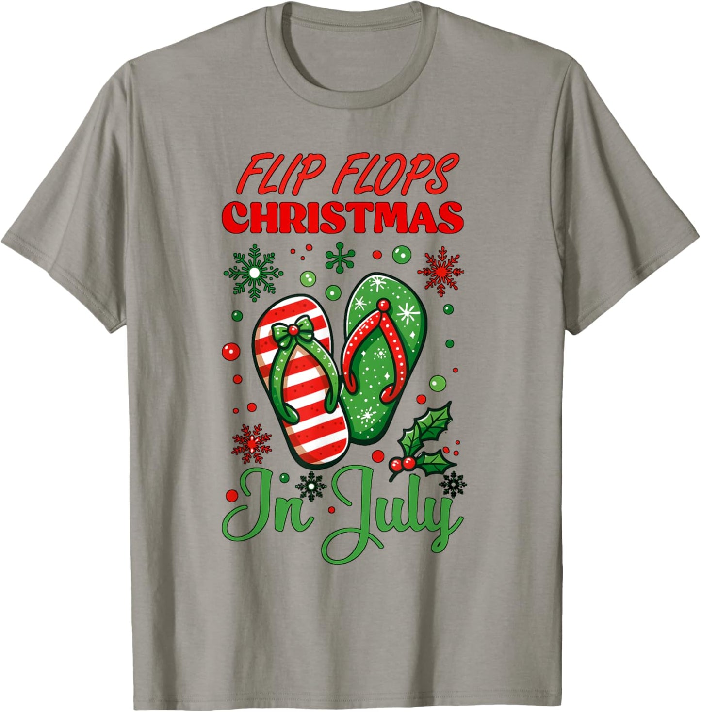 Flip Flops Christmas In July North Pole Snow Flakes Summer T-Shirt - T-Shirt | Sand