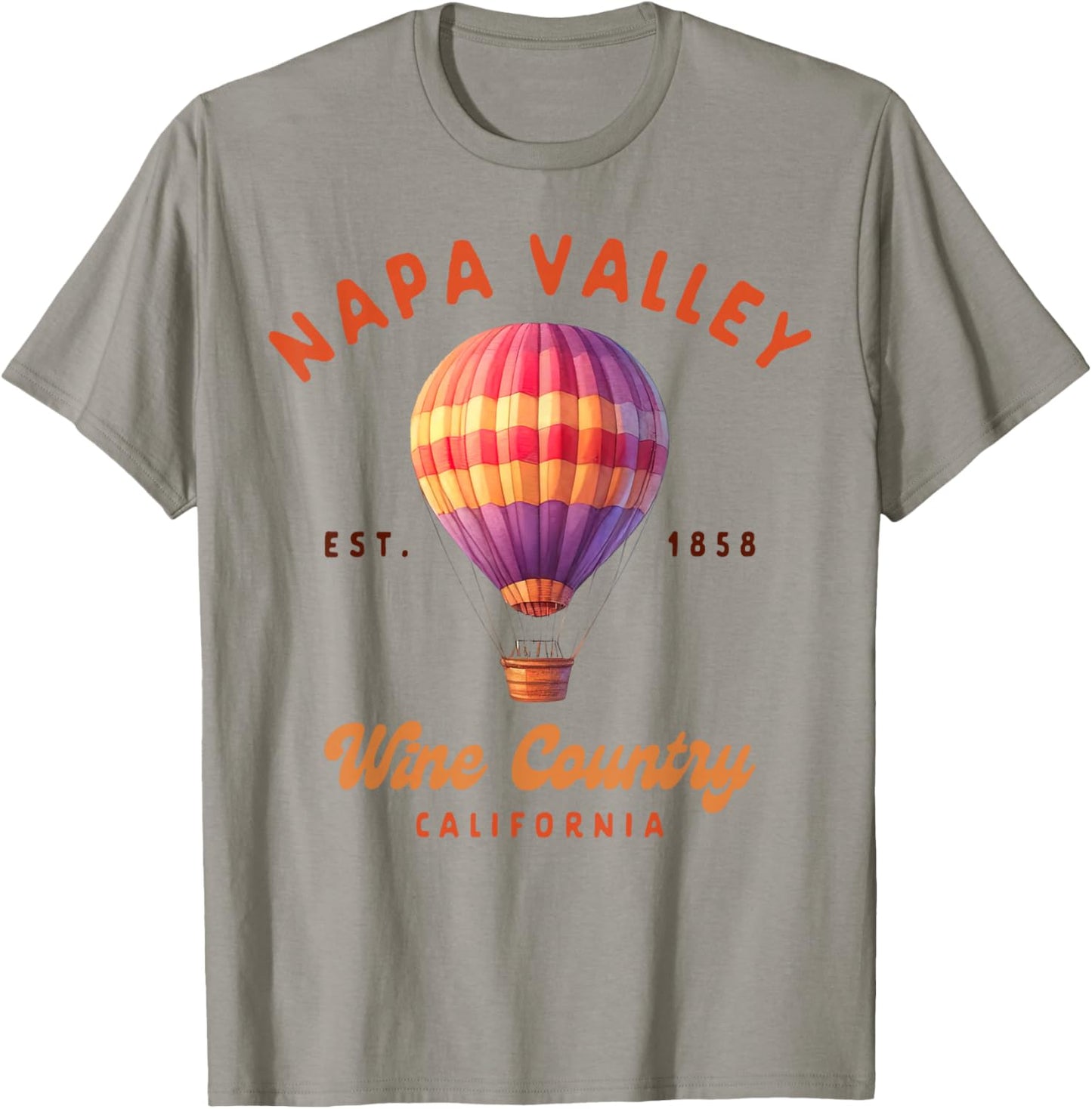 Napa Valley Travel Trip Wine Country California Air Balloon T-Shirt - T-Shirt | Sand