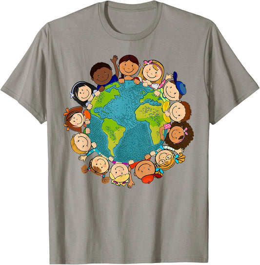 Earth Day Kids Toddler Teacher Cute Earth T-Shirt - T-Shirt | Sand