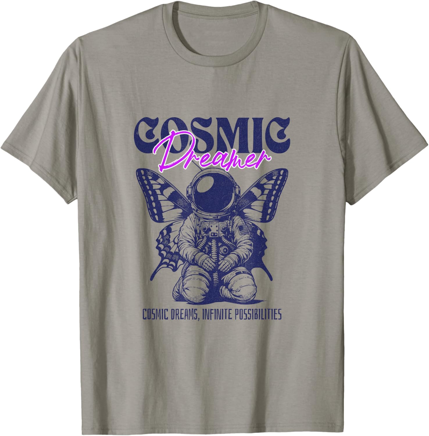 Cosmic Dreamer Vintage Butterfly T-Shirt - T-Shirt | Sand