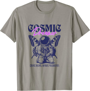 Cosmic Dreamer Vintage Butterfly T-Shirt - T-Shirt | Sand