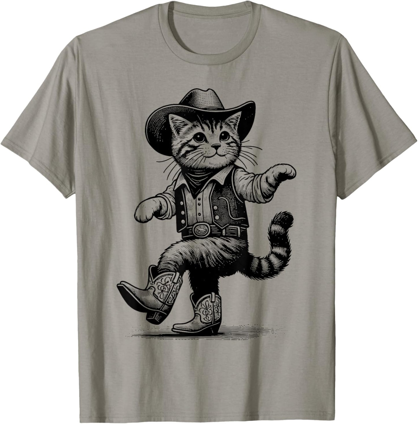 Cat With Cowboy Hat & Boots Cowgirl Western Country T-Shirt - T-Shirt | Sand