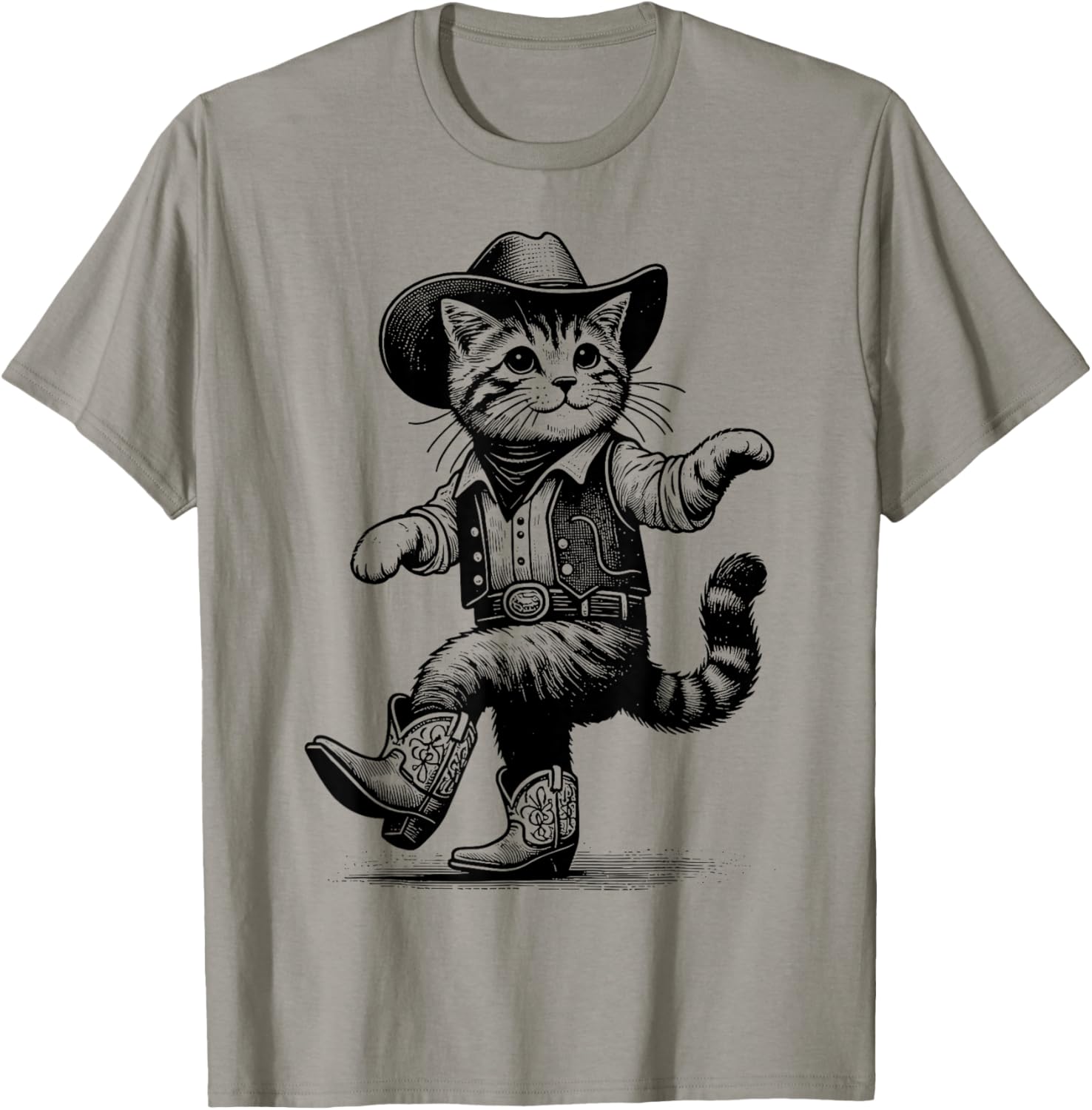Cat With Cowboy Hat & Boots Cowgirl Western Country T-Shirt - T-Shirt | Sand